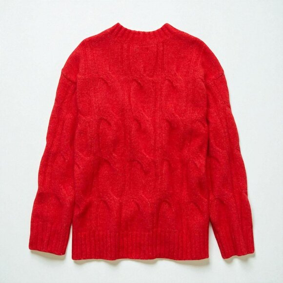 NEW!!! AMERICAN EAGLE SOFT CABLE KNIT SWEATER - COLOR CHERRY (RED) - SIZE XL - Picture 6 of 10